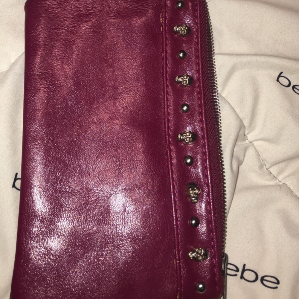Burgundy Skull detailed Clutch Wallet